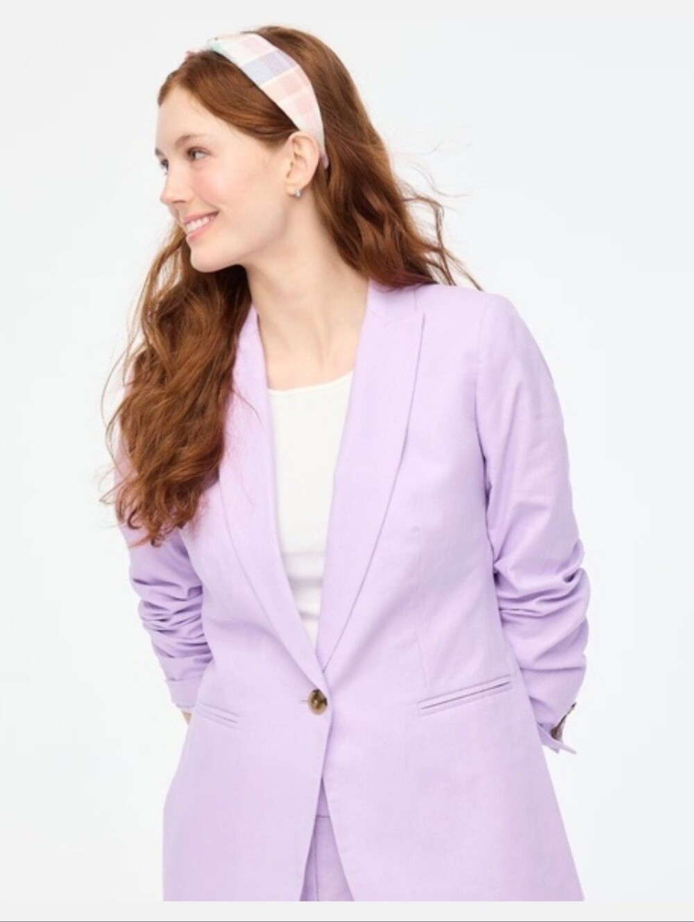 J.Crew "Margeaux" Lilac Lavender Linnen Pastel Single-Button Blazer Size 10